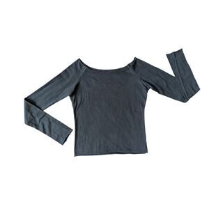 Brandy Melville Long Sleeve Tee Womens One Size Black Cotton Minimalist Grunge